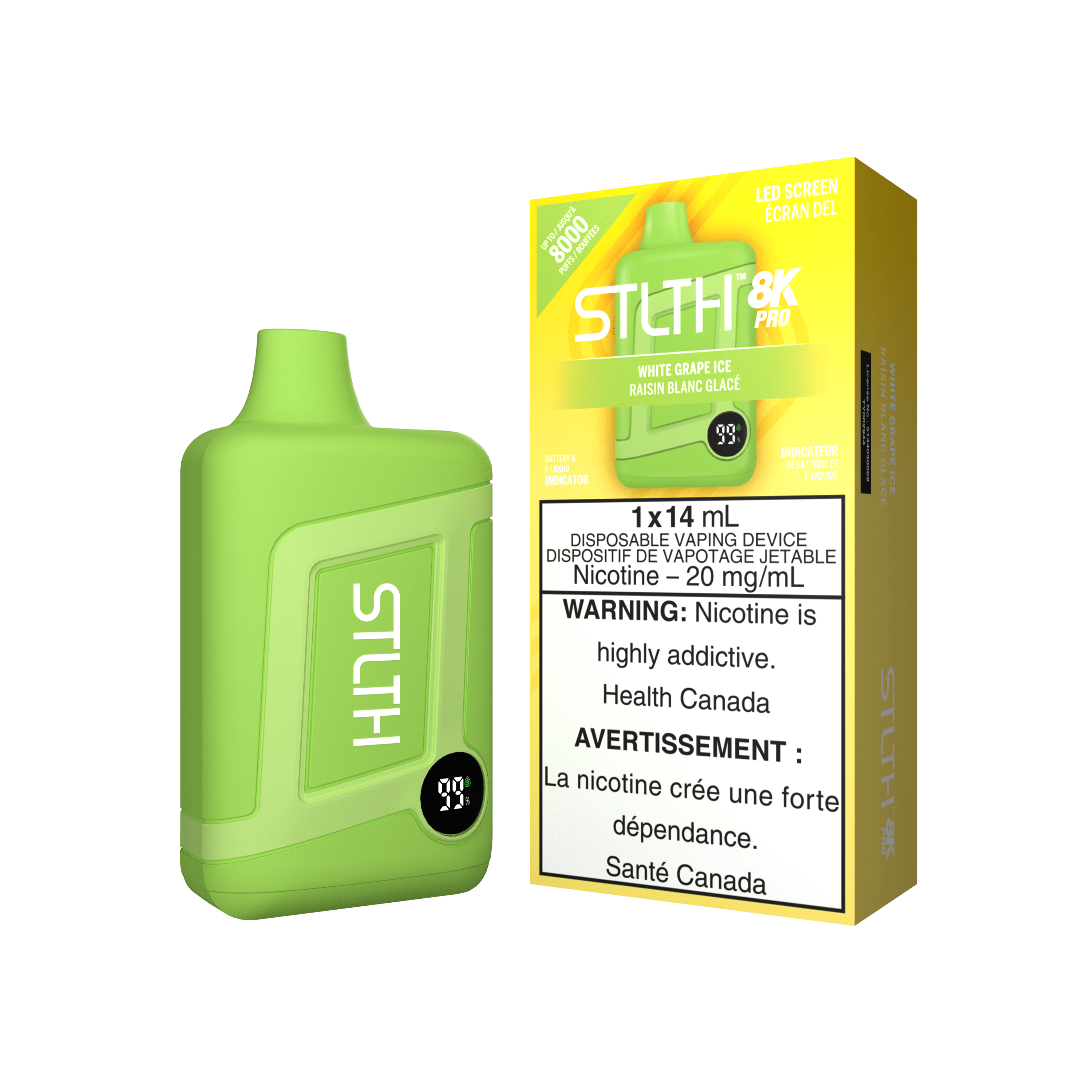 STLTH 8K Pro - White Grape Ice Disposable Vape available on Canada online vape shop