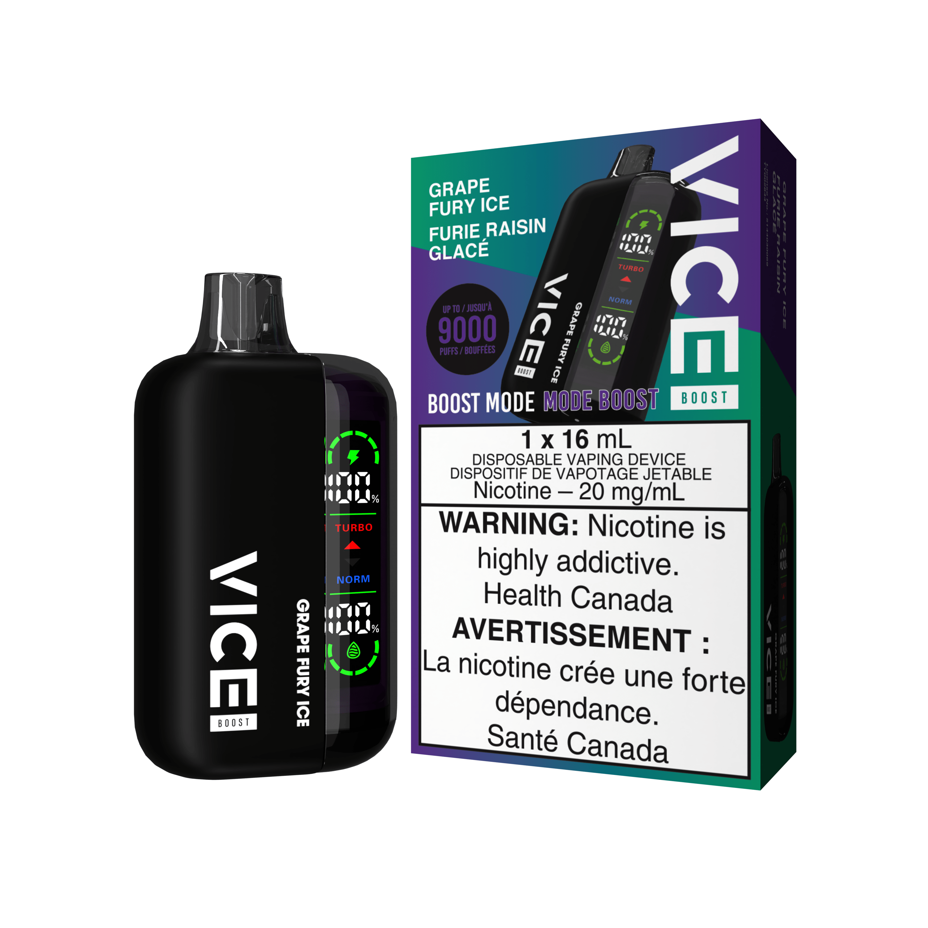 Vice Boost - Grape Fury Ice Disposable Vape available on Canada online vape shop