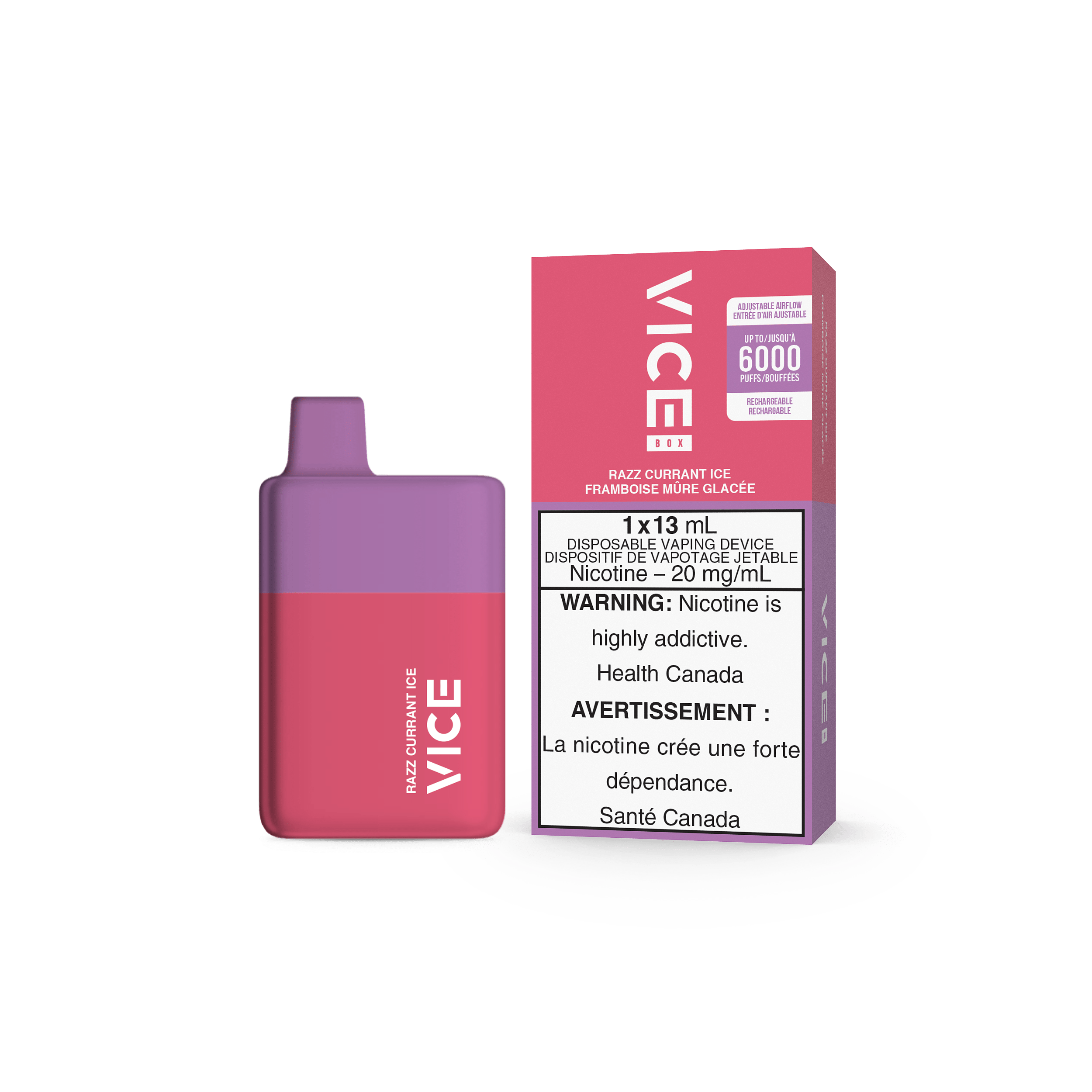 VICE BOX - Razz Currant Ice Disposable Vape available on Canada online vape shop
