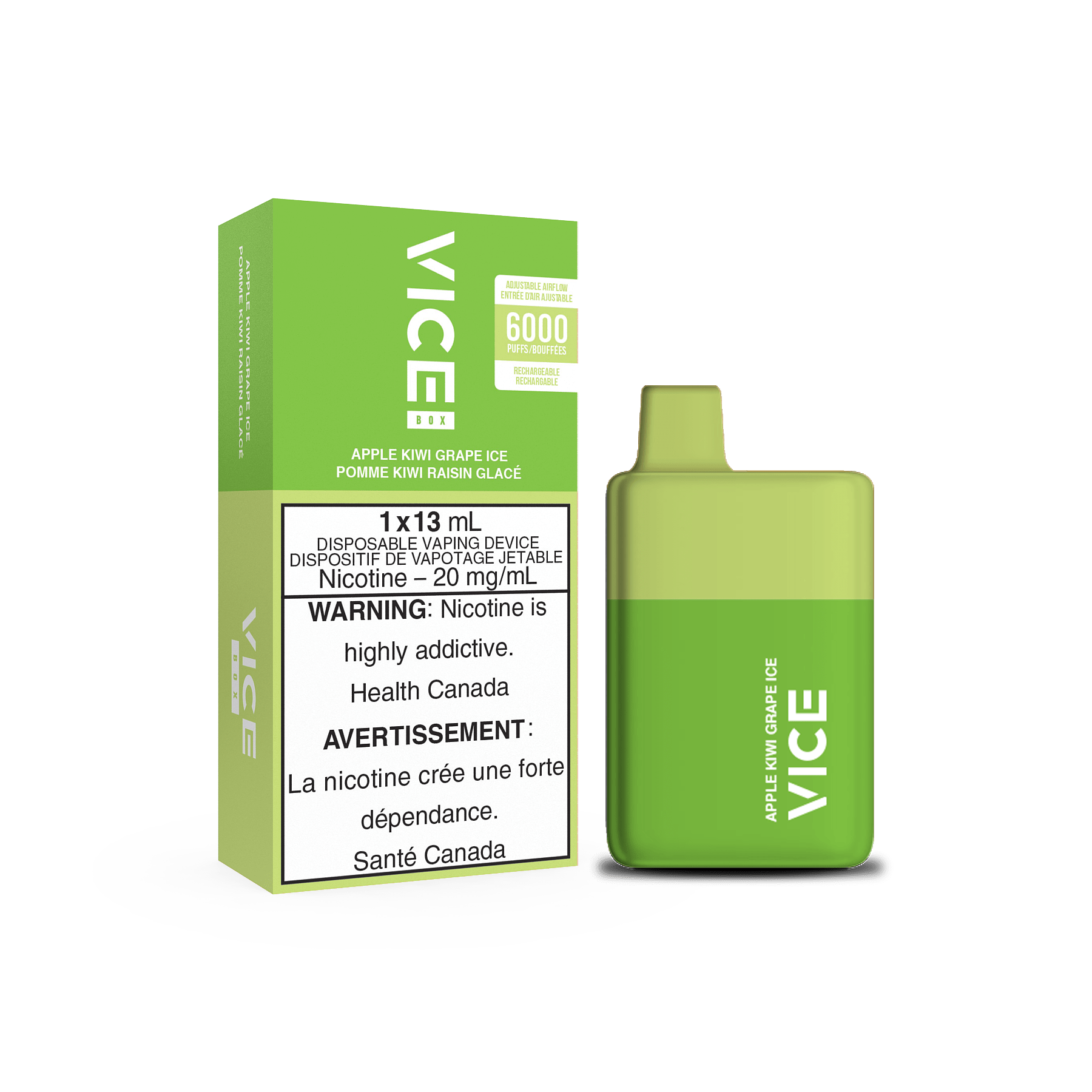 VICE BOX Disposable Vape - Apple Kiwi Grape Ice available on Canada online vape shop