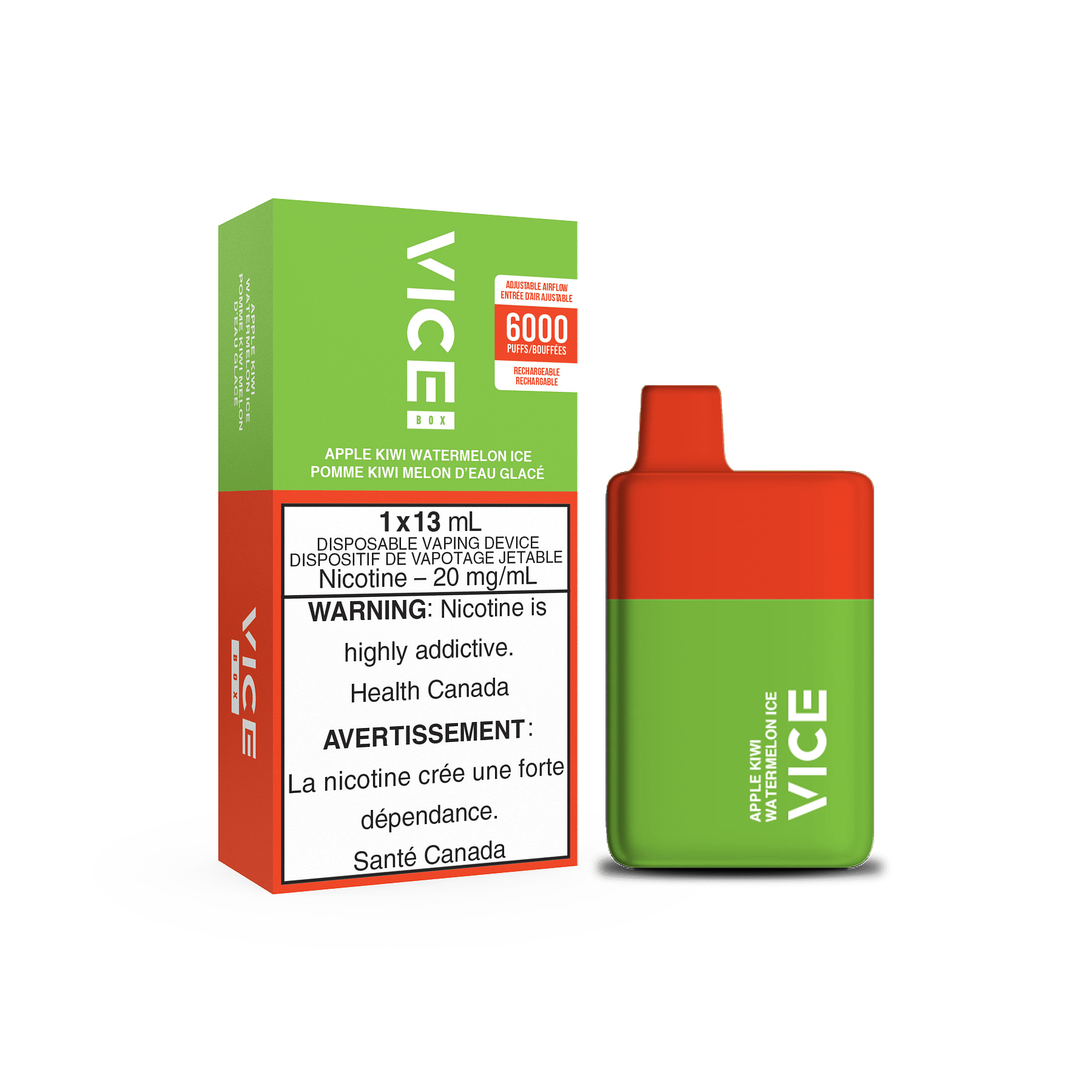 VICE BOX Disposable Vape - Apple Kiwi Watermelon Ice available on Canada online vape shop