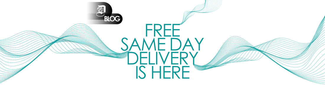 "free same day delivery is here" written on white background