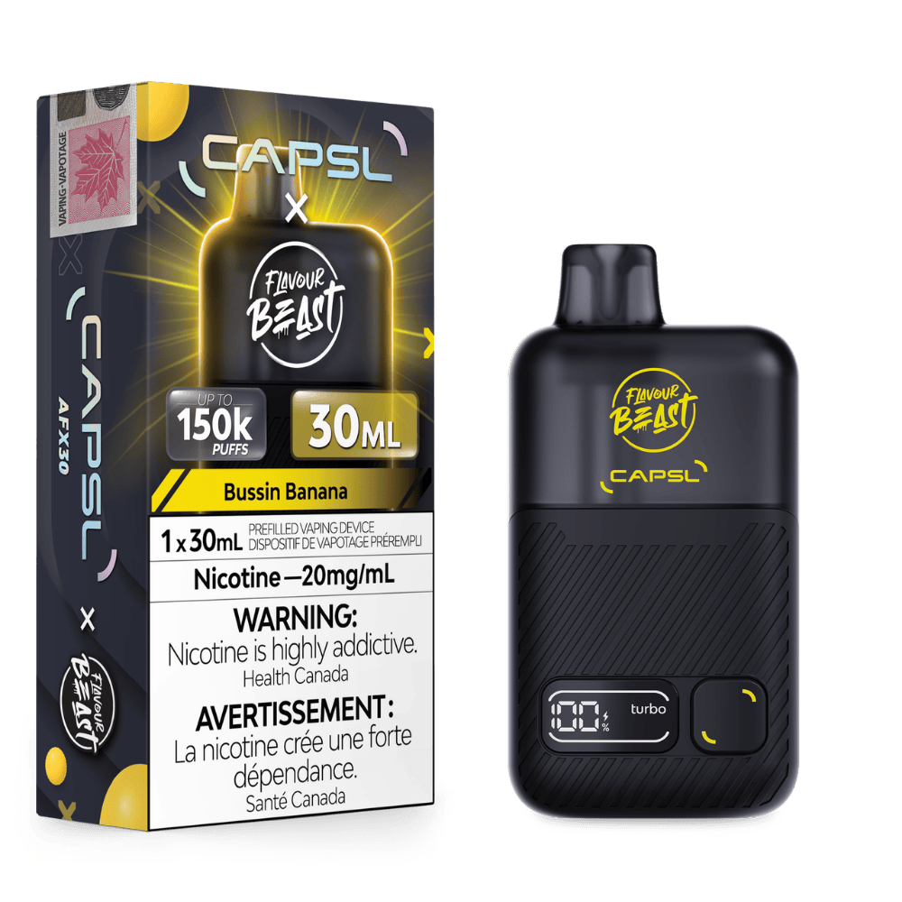 Flavour Beast x CAPSL AFX30 - Bussin Banana Iced Disposable Vape