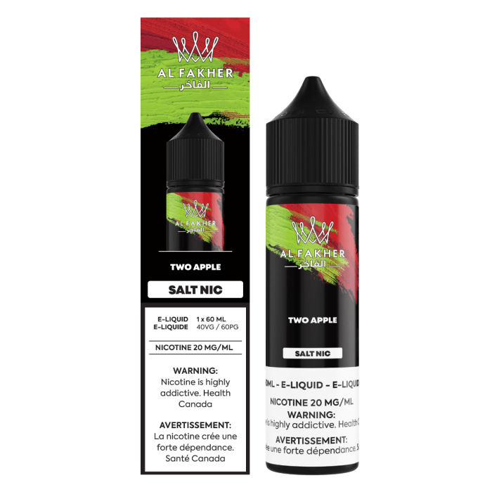 AL Fakher Salt - Two Apple Nic Salt E-Liquid available on Canada online vape shop