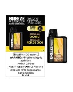 Breeze Prime 6K - Banana Coconut Disposable Vape available on Canada online vape shop