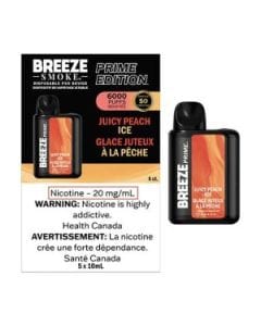 Breeze Prime 6K - Juicy Peach Disposable Vape available on Canada online vape shop
