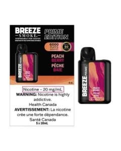 Breeze Prime 6K - Peach Berry Disposable Vape available on Canada online vape shop