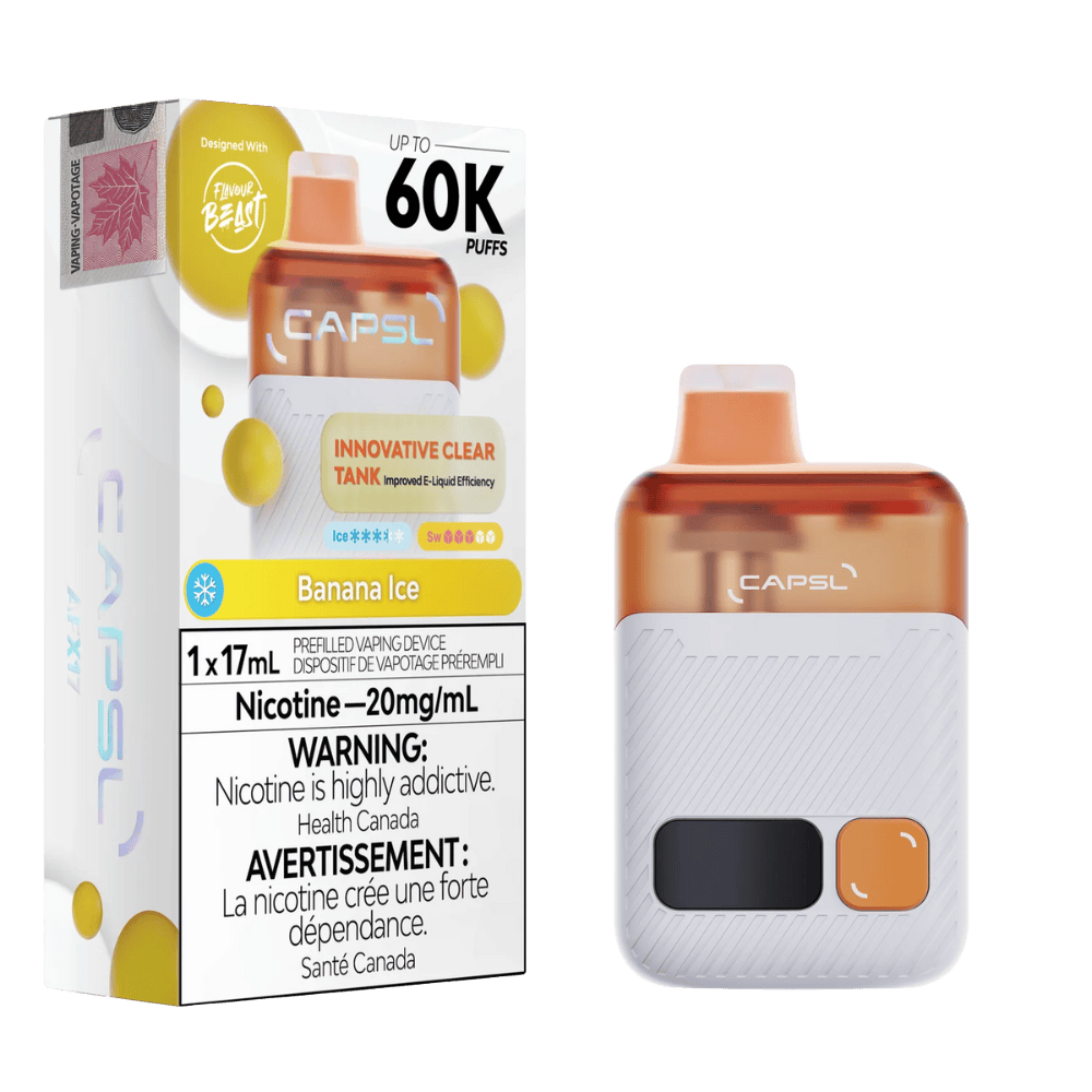 CAPSL 60K By Flavour Beast - Banana Ice Disposable Vape available on Canada online vape shop