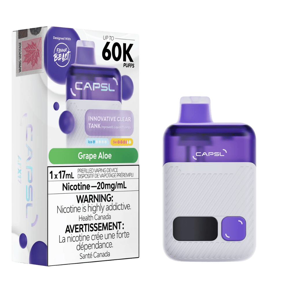 CAPSL 60K By Flavour Beast - Grape Aloe Disposable Vape available on Canada online vape shop