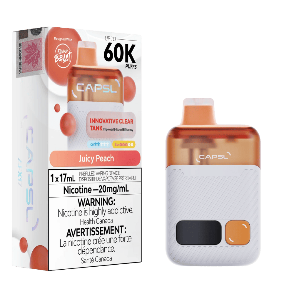 CAPSL 60K By Flavour Beast - Juicy Peach Disposable Vape available on Canada online vape shop