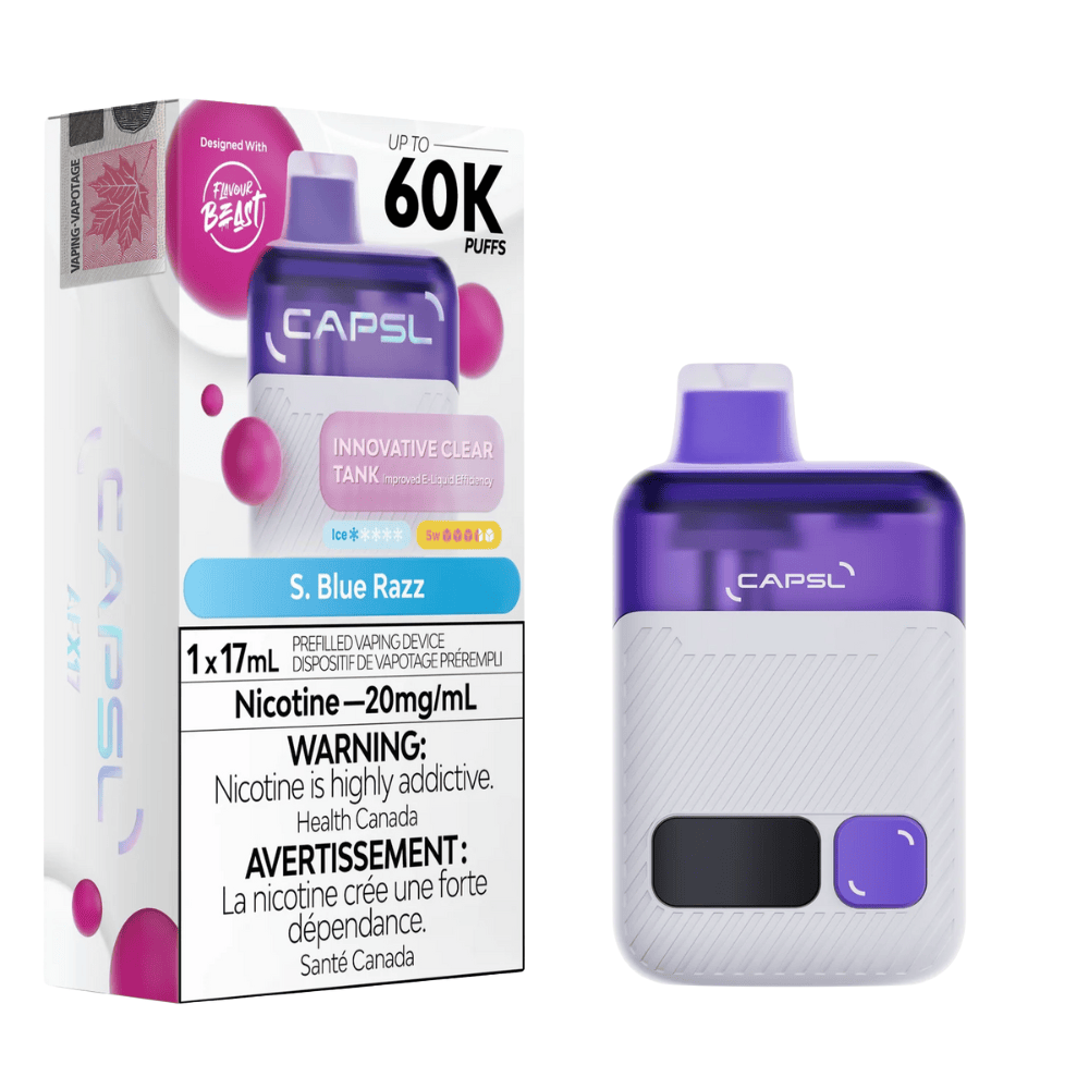 CAPSL 60K By Flavour Beast - S Blue Razz Disposable Vape available on Canada online vape shop