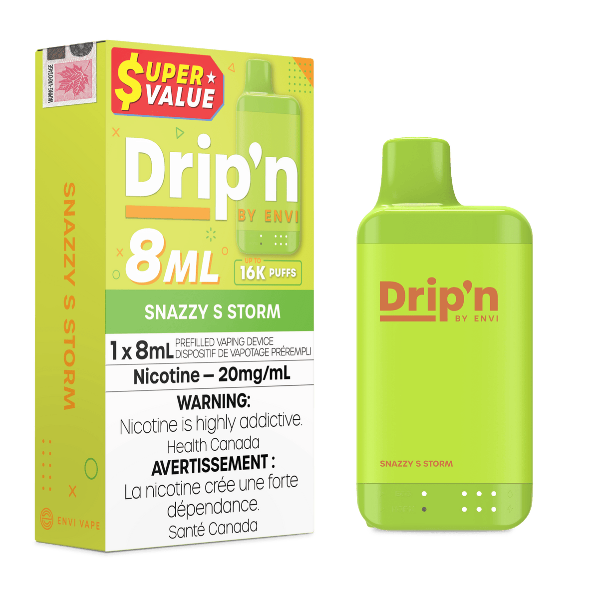 Envi Drip'n 8ML - Snazzy S Storm Disposable Vape available on Canada online vape shop