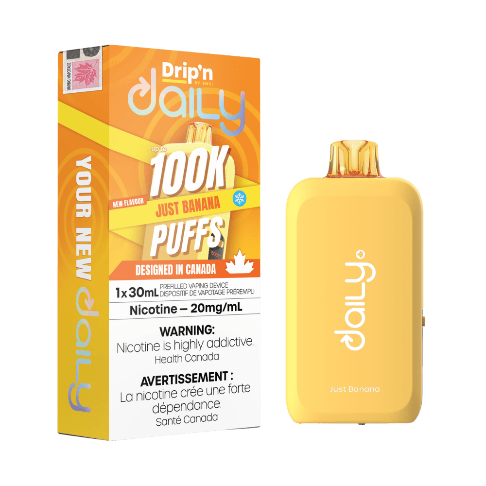 Envi Drip'n Daily 100K - Just Banana Disposable Vape available on Canada online vape shop