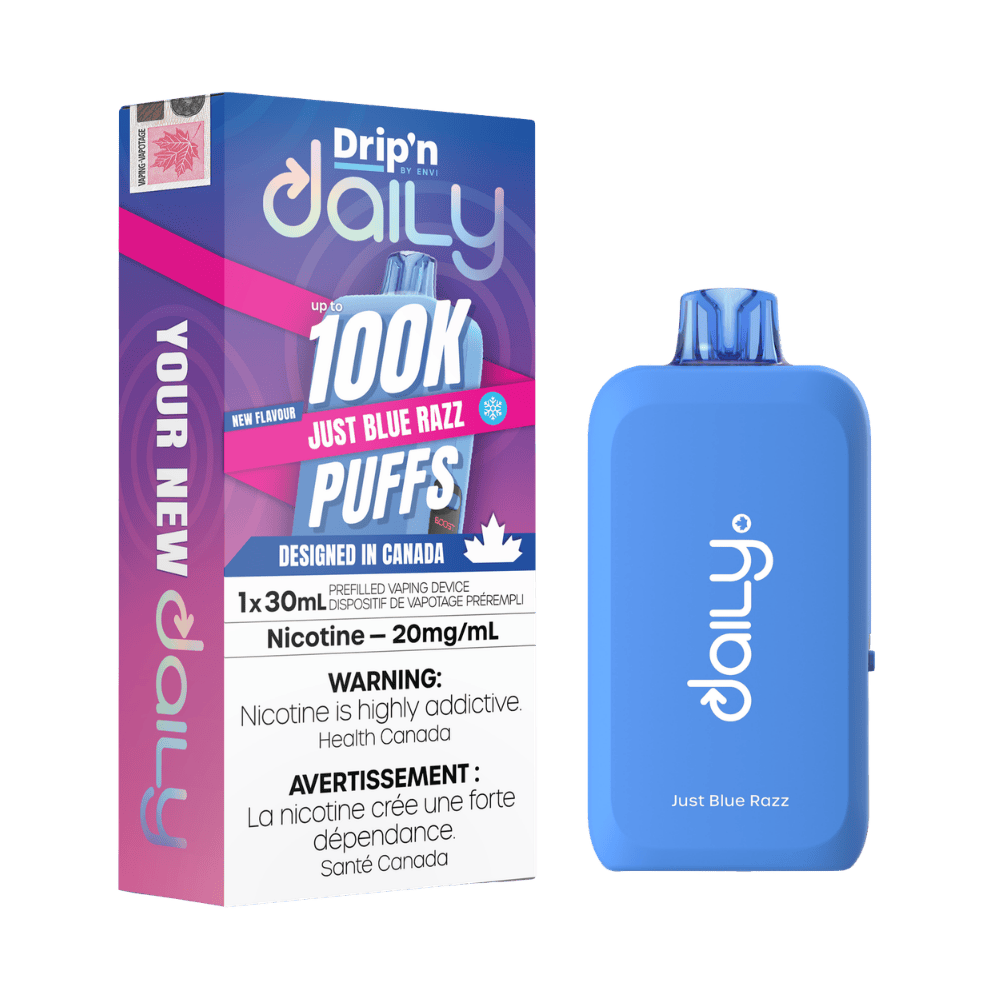 Envi Drip'n Daily 100K - Just Blue Razz Disposable Vape available on Canada online vape shop