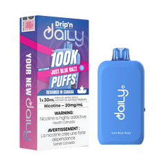 Envi Drip'n Daily 100K - Just Blue Razz Disposable Vape available on Canada online vape shop