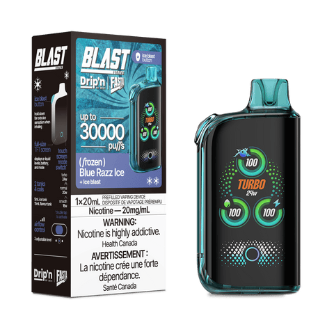 ENVI Drip'n Fasta Blast 30k - Blue Razz Ice Disposable Vape available on Canada online vape shop