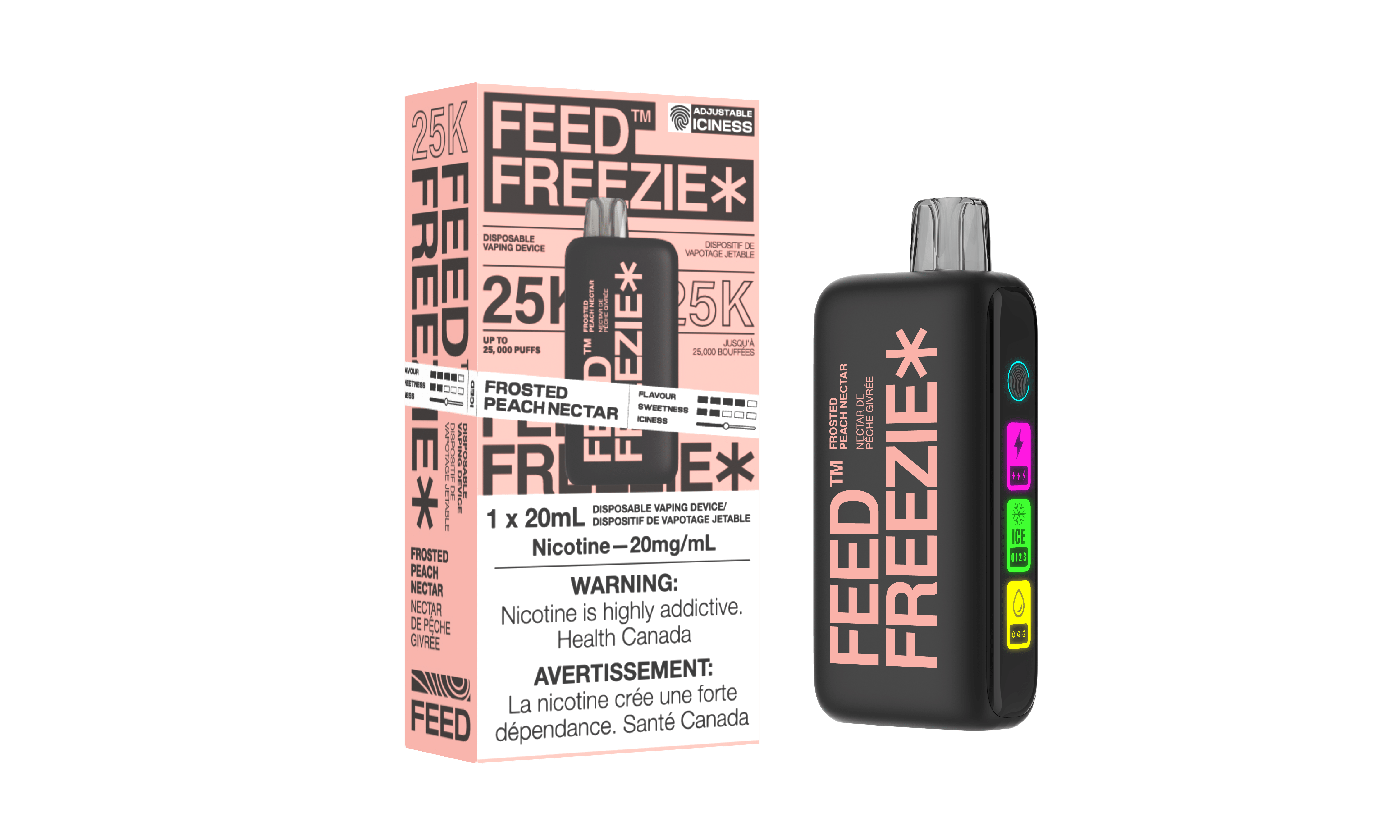 FEED Freezie 25K - Frosted Peach Nectar Disposable Vape available on Canada online vape shop