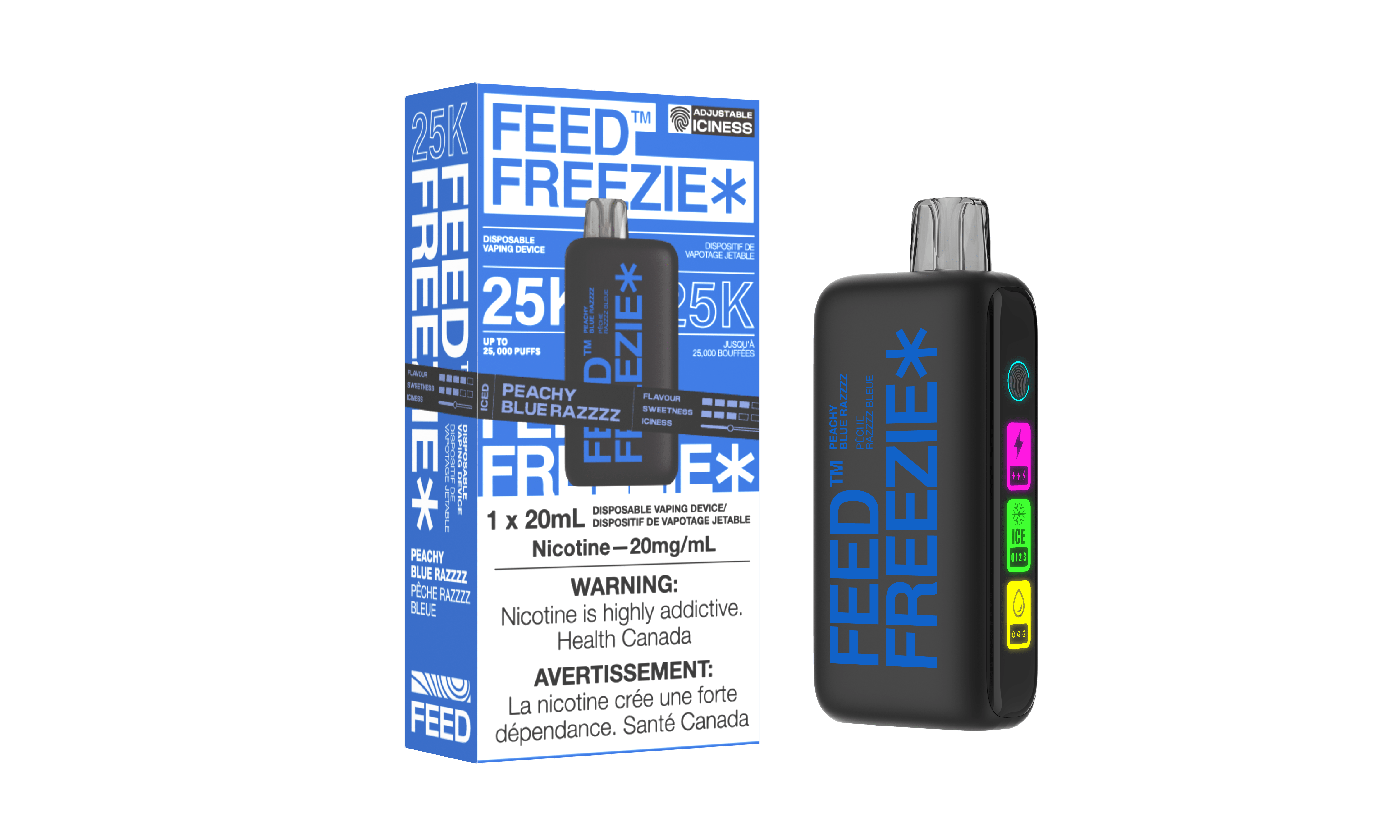 FEED Freezie 25K - Peachy Blue Razz Disposable Vape available on Canada online vape shop