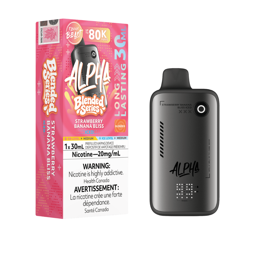 Flavour Beast Alpha 80K - Strawberry Banana Bliss Iced Disposable Vape available on Canada online vape shop