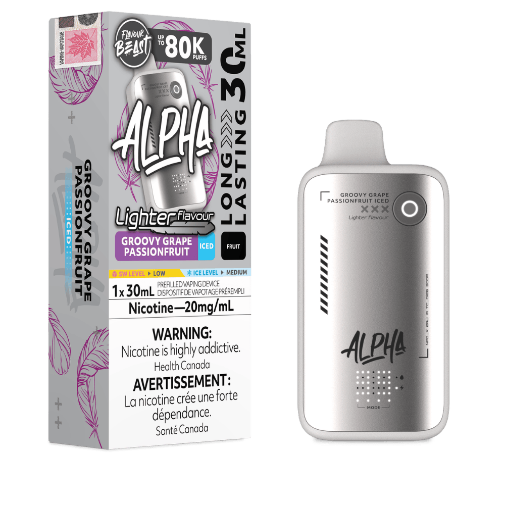 Flavour Beast Alpha Light 80K - Groovy Grape Passionfruit Iced Disposable Vape available on Canada online vape shop