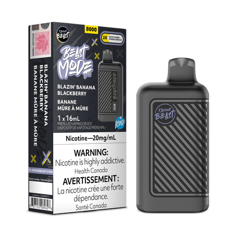 Flavour Beast Beast Mode 8K - Blazin' Banana Blackberry Iced Disposable Vape available on Canada online vape shop