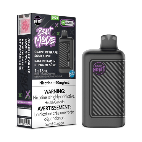 Flavour Beast Beast Mode 8K - Grapplin' Grape Sour Apple Iced Disposable Vape available on Canada online vape shop