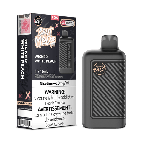 Flavour Beast Beast Mode 8K - Wicked White Peach Disposable Vape available on Canada online vape shop