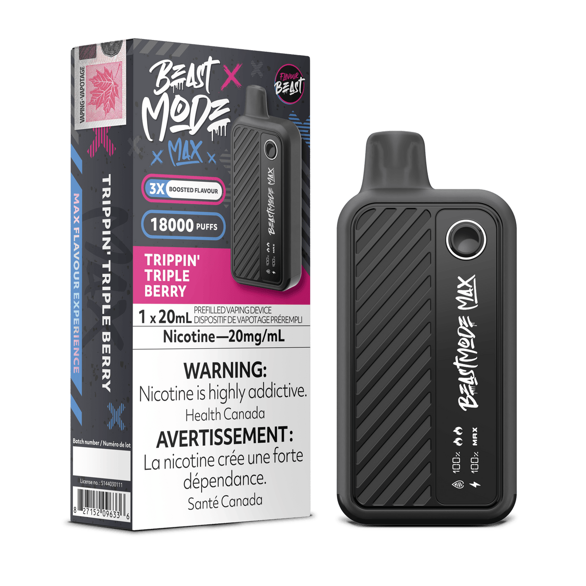 Flavour Beast Beast Mode Max 18K - Trippin' Triple Berry Disposable Vape available on Canada online vape shop