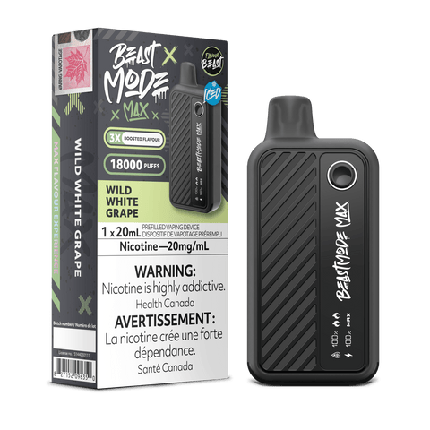Flavour Beast Beast Mode Max 18K - Wild White Grape Iced Disposable Vape available on Canada online vape shop