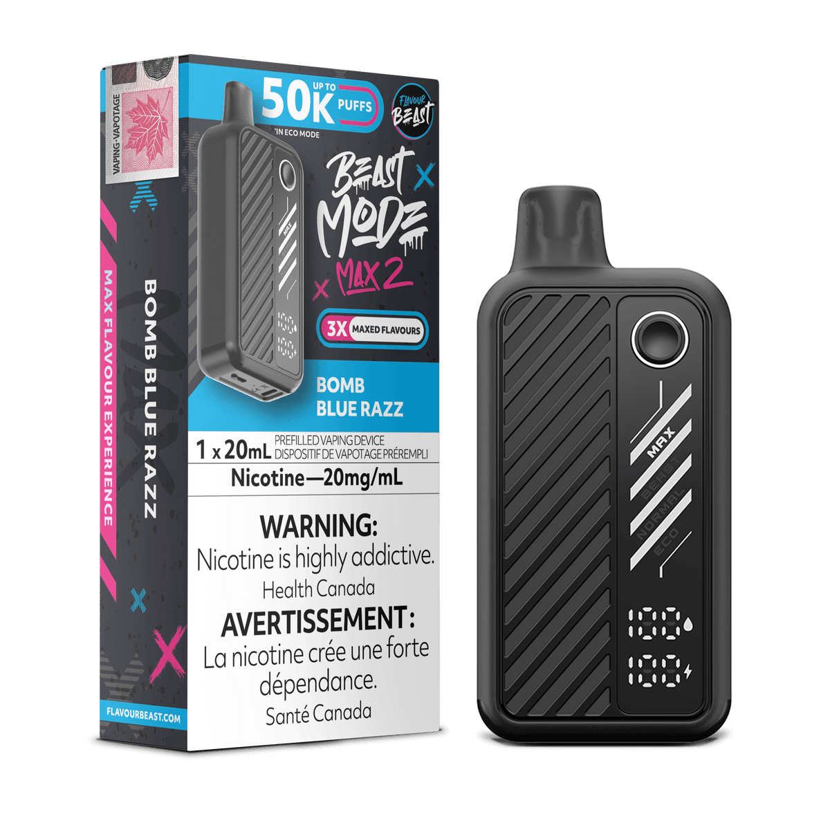 Flavour Beast Beast Mode Max 2 - Bomb Blue Razz Disposable Vape available on Canada online vape shop