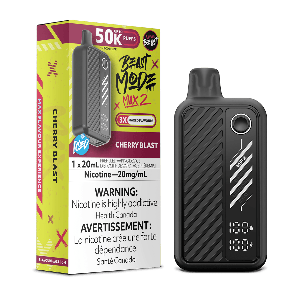 Flavour Beast Beast Mode Max 2 - Cherry Blast Disposable Vape available on Canada online vape shop