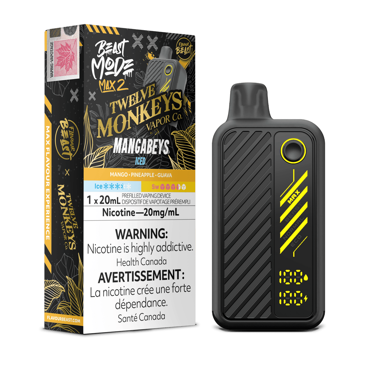 Flavour Beast Beast Mode Max 2 - Mangabeys Iced Disposable Vape available on Canada online vape shop