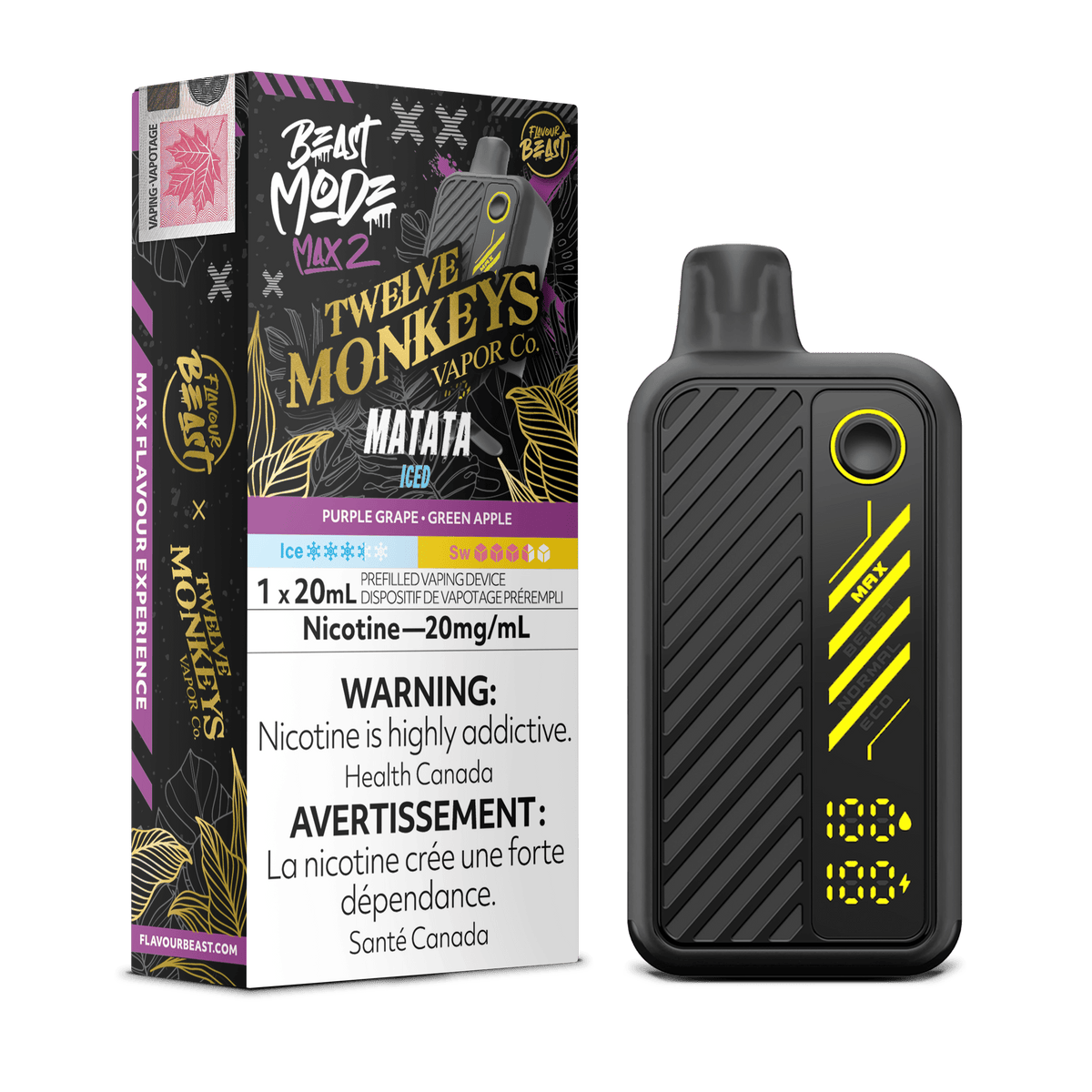 Flavour Beast Beast Mode Max 2 - Matata Iced Disposable Vape available on Canada online vape shop