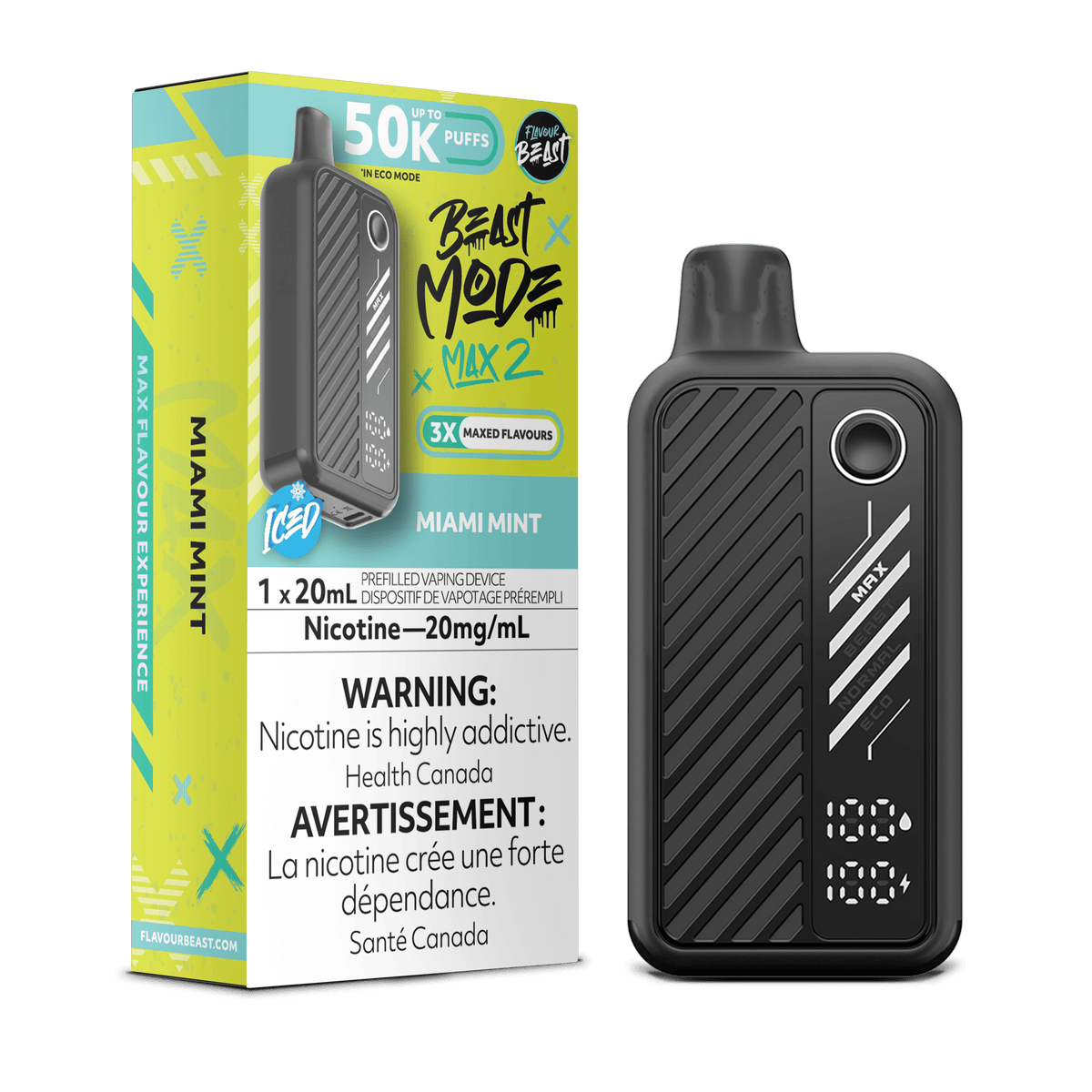 Flavour Beast Beast Mode Max 2 - Miami Mint Disposable Vape available on Canada online vape shop