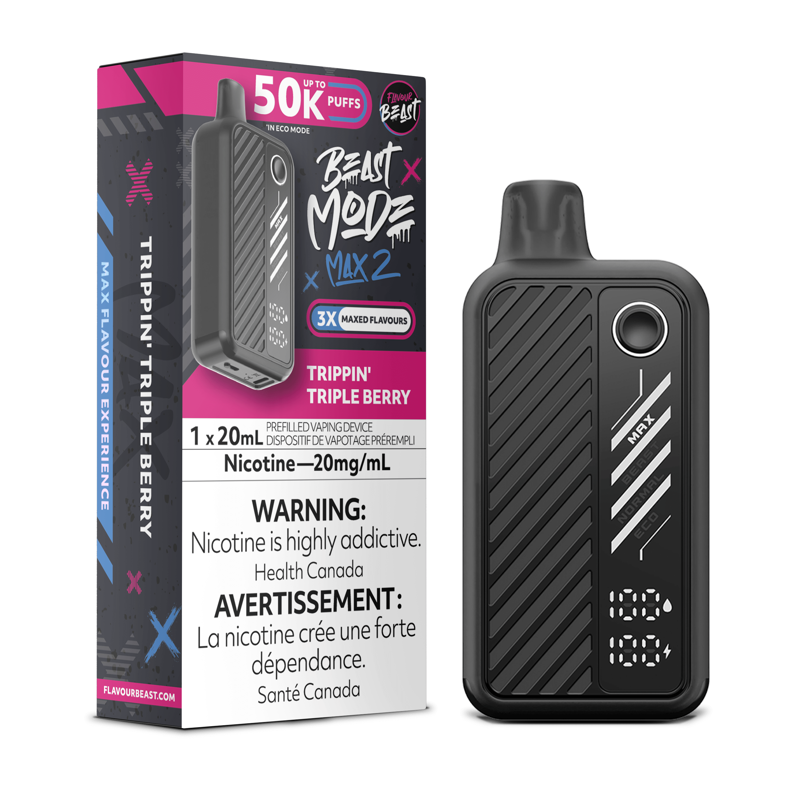 Flavour Beast Beast Mode Max 2 - Trippin' Triple Berry Disposable Vape available on Canada online vape shop