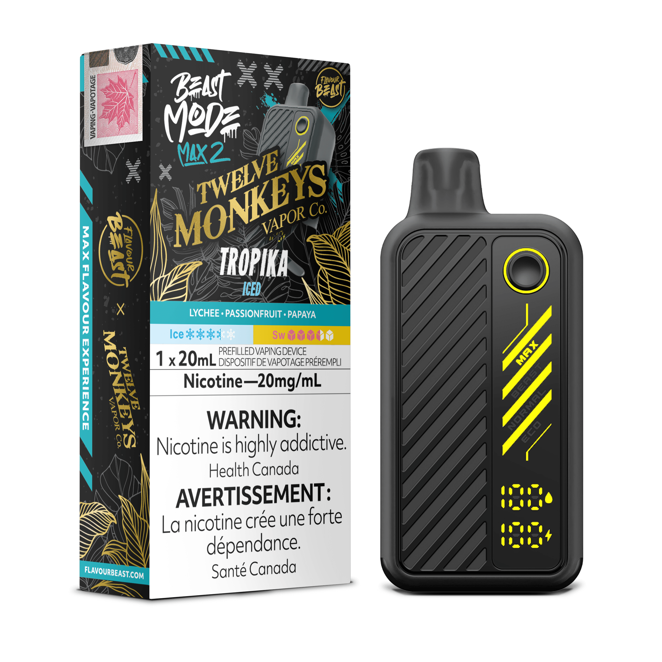 Flavour Beast Beast Mode Max 2 - Tropika Iced Disposable Vape available on Canada online vape shop