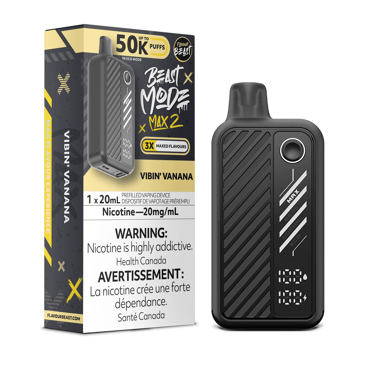 Flavour Beast Beast Mode Max 2 - Vibin' Vanana Disposable Vape available on Canada online vape shop