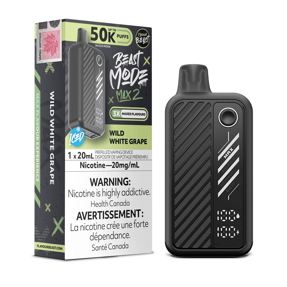 Flavour Beast Beast Mode Max 2 - Wild White Grape Disposable Vape available on Canada online vape shop