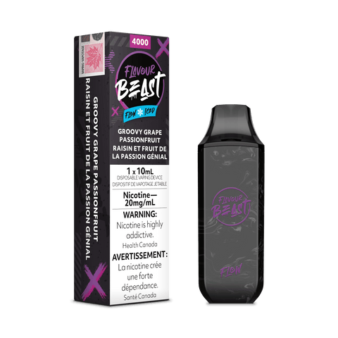 Flavour Beast Flow - Groovy Grape Passionfruit Iced Disposable Vape available on Canada online vape shop