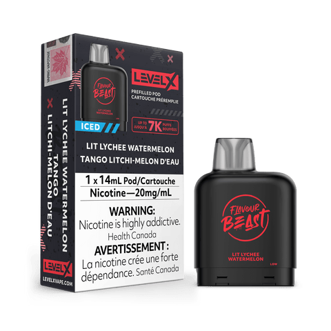 Flavour Beast Level X Pod - Lit Lychee Watermelon Iced available on Canada online vape shop