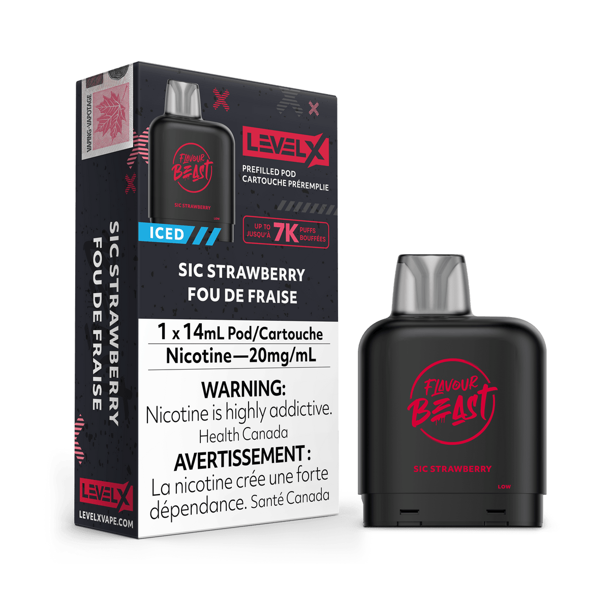Flavour Beast Level X Pod - Sic Strawberry Iced available on Canada online vape shop