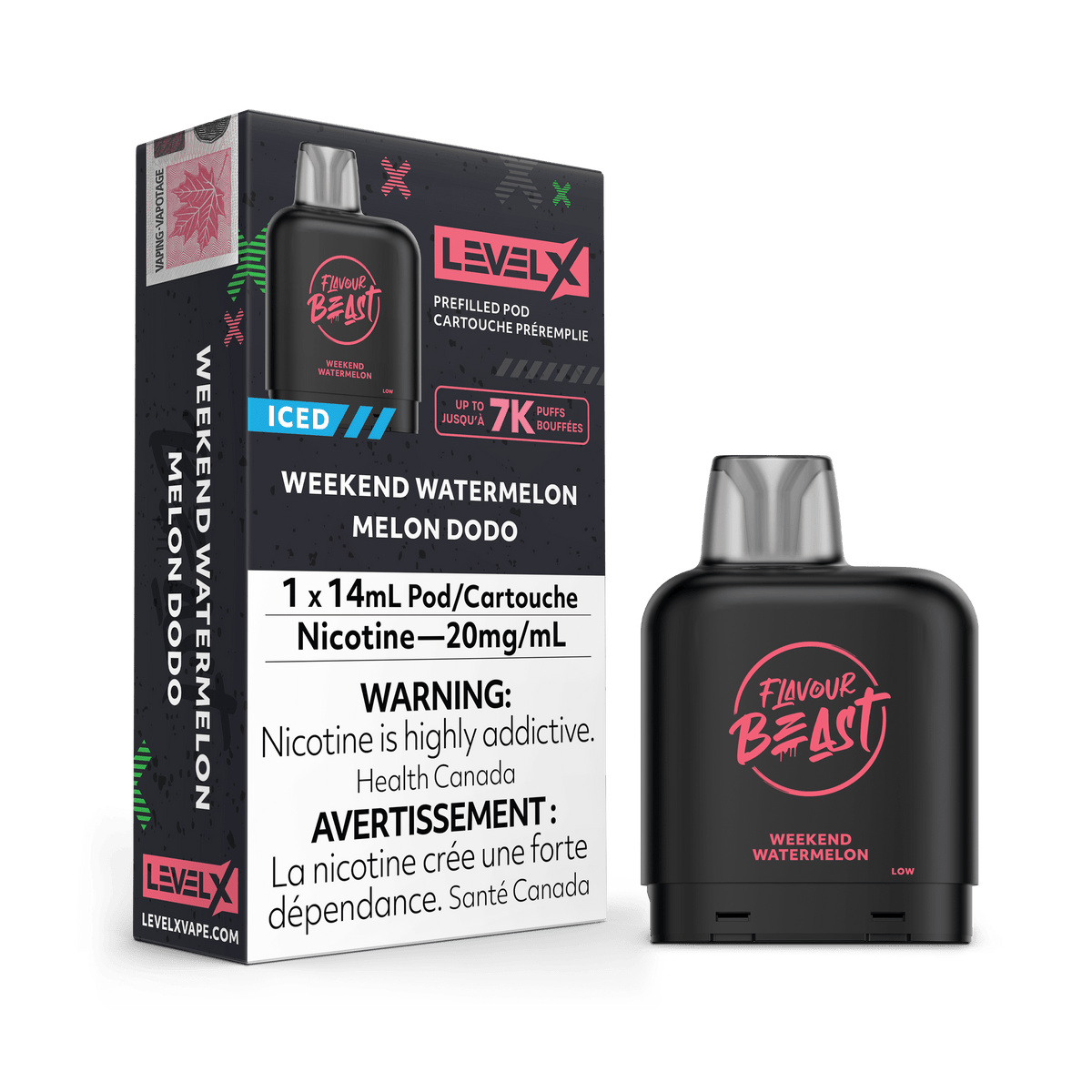 Flavour Beast Level X Pod - Weekend Watermelon Iced available on Canada online vape shop