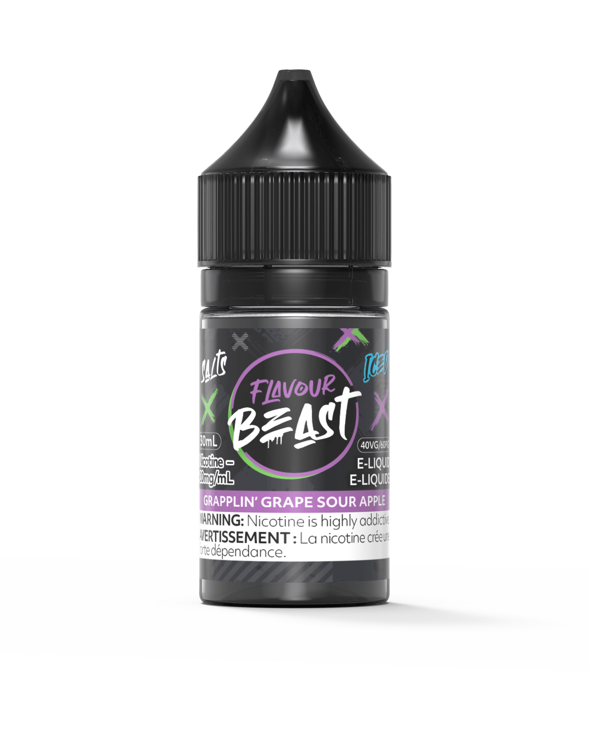 Flavour Beast Salt - Grapplin' Grape Sour Apple Iced Nic Salt E-Liquid available on Canada online vape shop