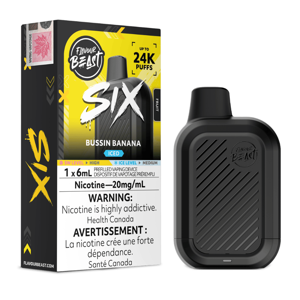Flavour Beast SIX - Bussin Banana Iced Disposable Vape available on Canada online vape shop