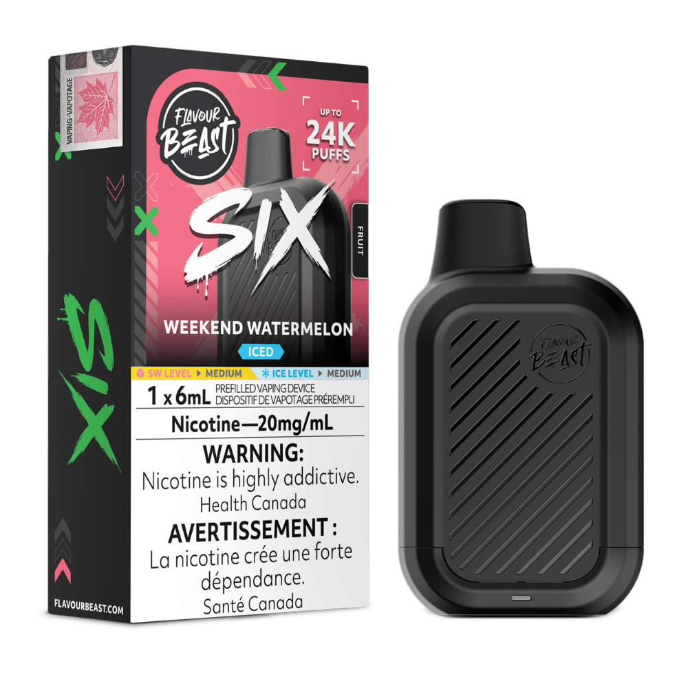 Flavour Beast SIX - Weekend Watermelon Iced Disposable Vape available on Canada online vape shop