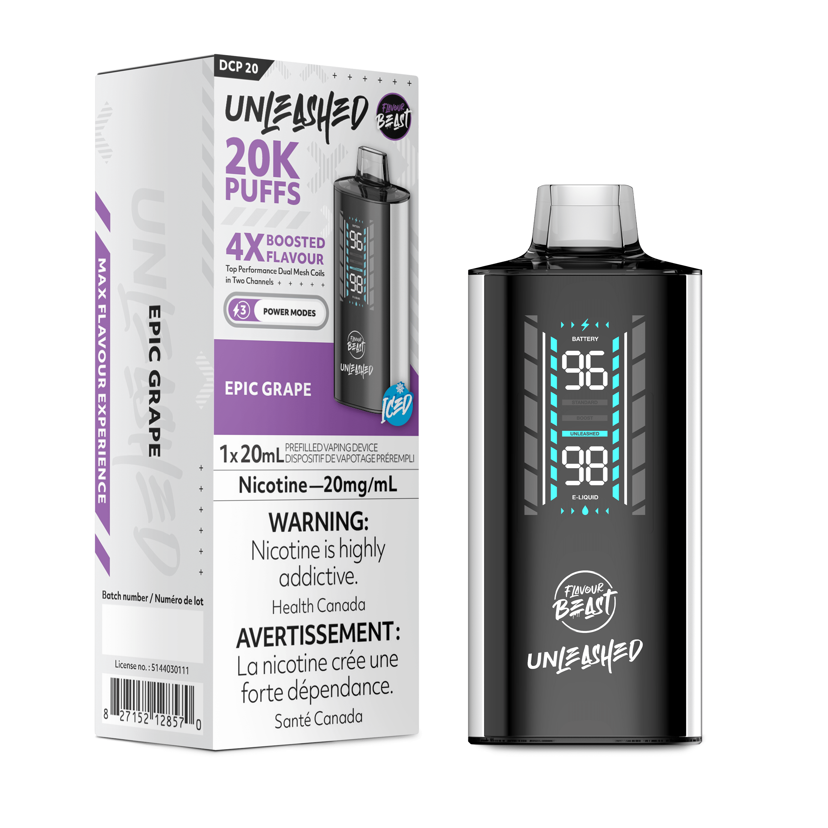 Flavour Beast Unleashed 20k - Epic Grape Disposable Vape available on Canada online vape shop