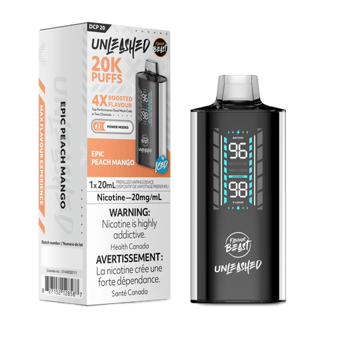 Flavour Beast Unleashed 20k - Epic Peach Mango Disposable Vape available on Canada online vape shop