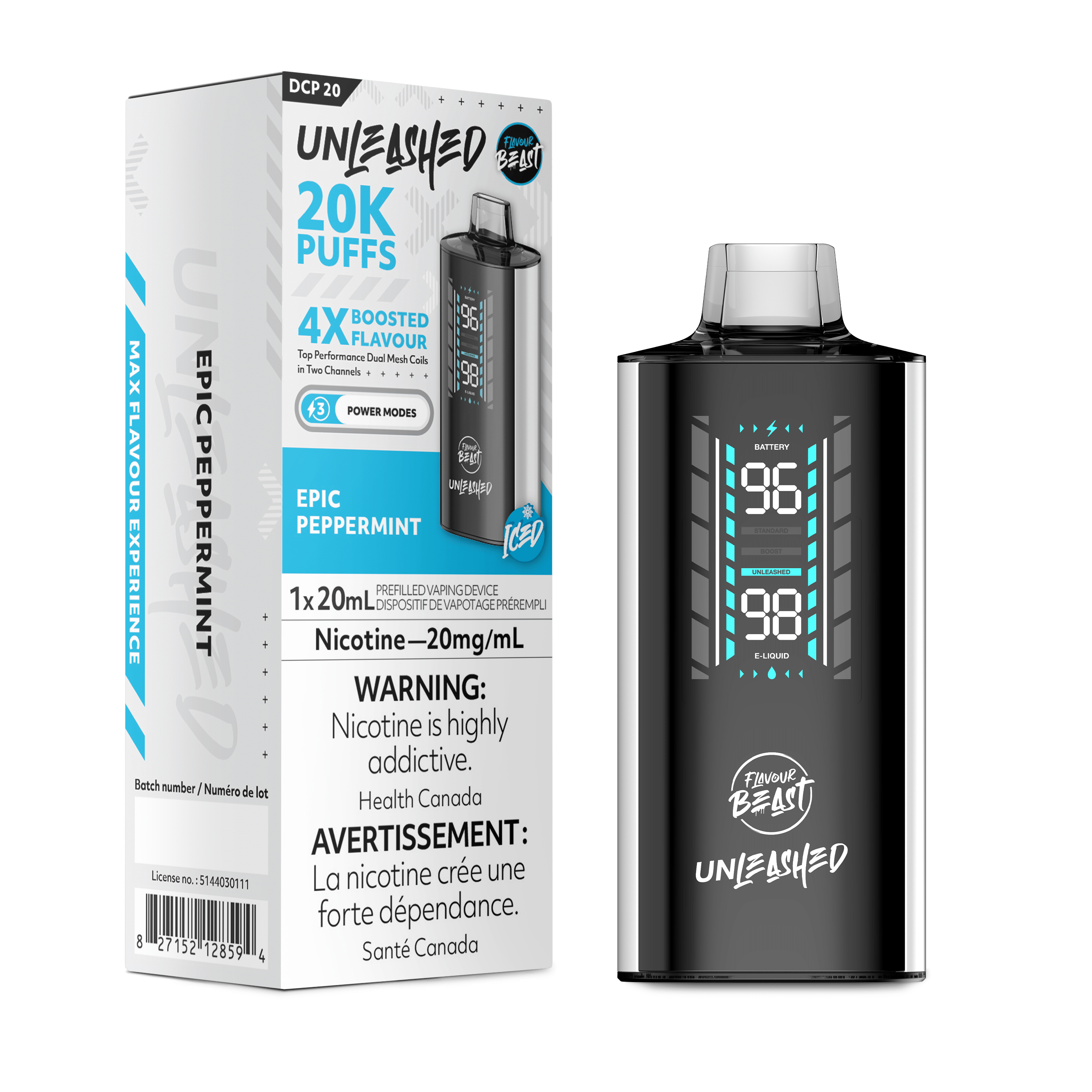 Flavour Beast Unleashed 20k - Epic Peppermint Disposable Vape available on Canada online vape shop