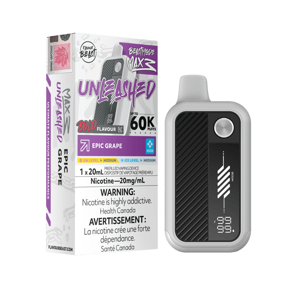 Flavour Beast Unleashed Beast Mode Max 3 - Epic Grape Iced Disposable Vape available on Canada online vape shop