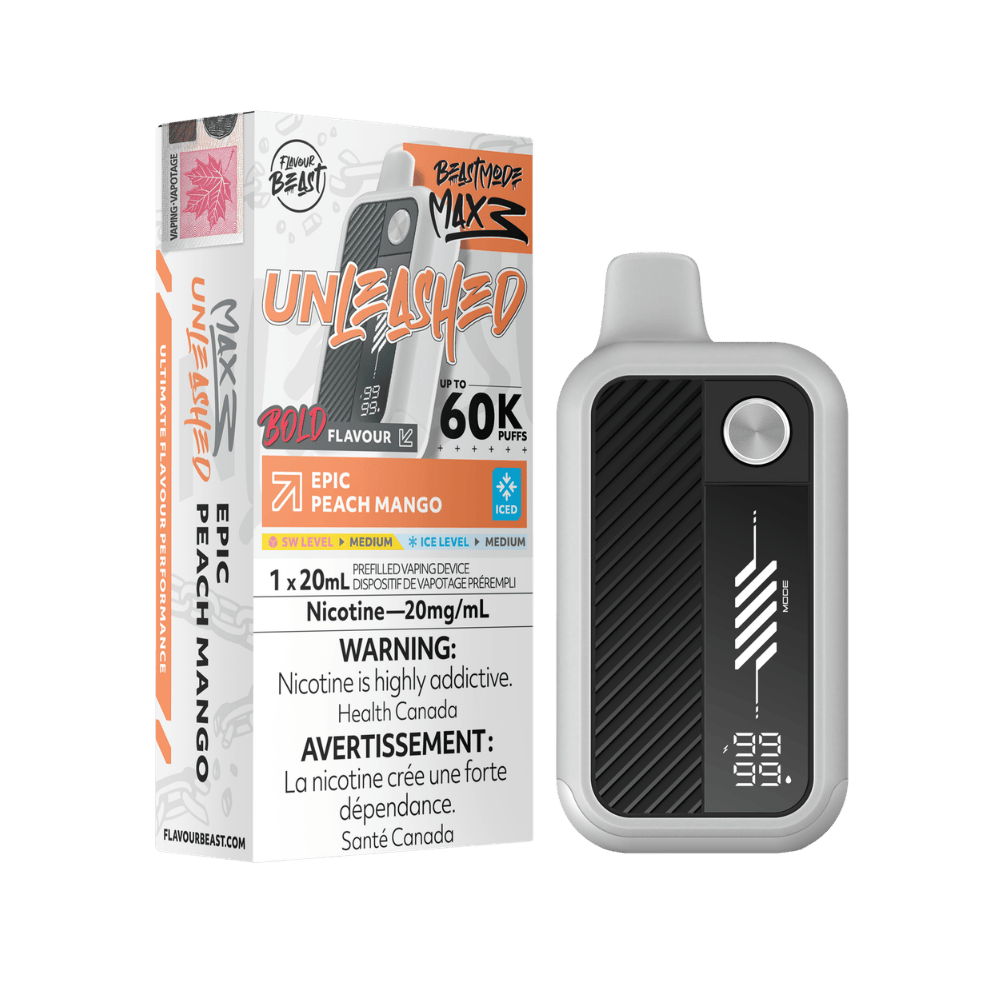 Flavour Beast Unleashed Beast Mode Max 3 - Epic Peach Mango Iced Disposable Vape available on Canada online vape shop